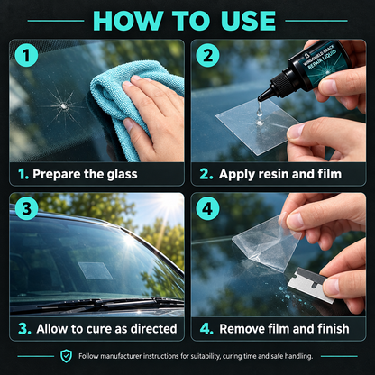 Four-step windshield repair usage guide