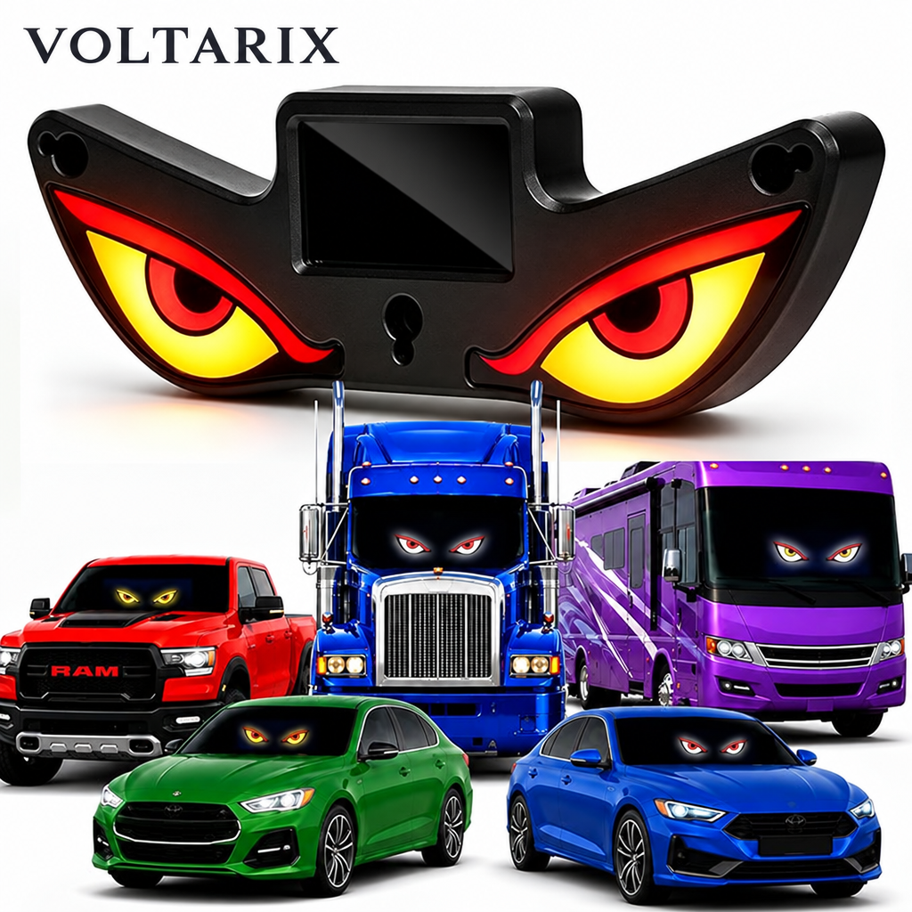 Voltarix solar devil eye LED car light with vehicle display