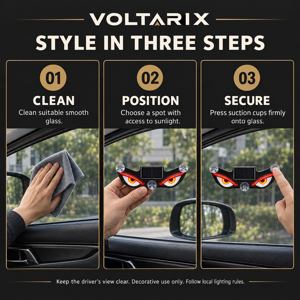 Voltarix three-step suction-cup installation infographic