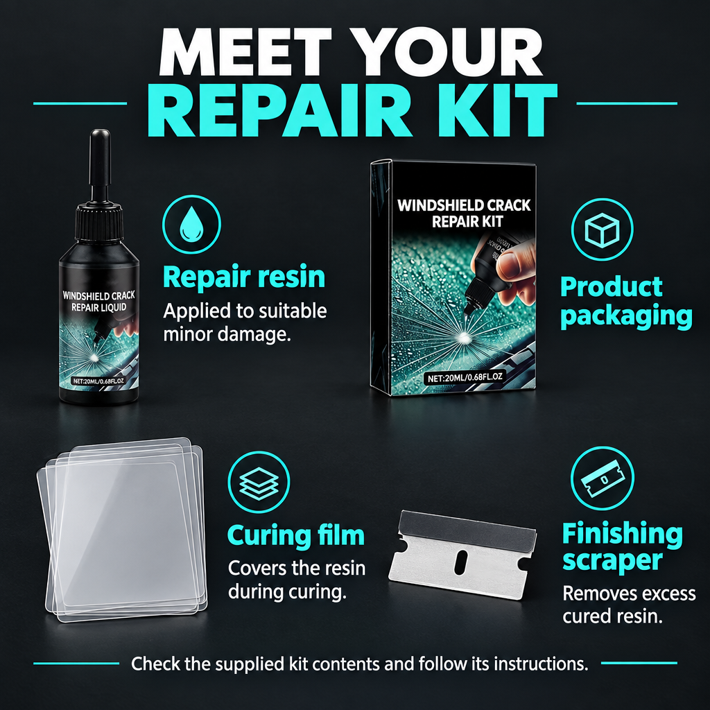 Windshield repair kit components explained
