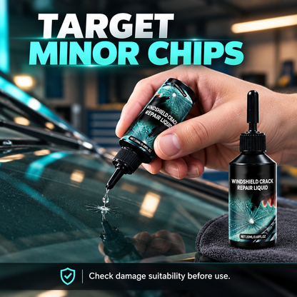 Windshield repair resin application close-up